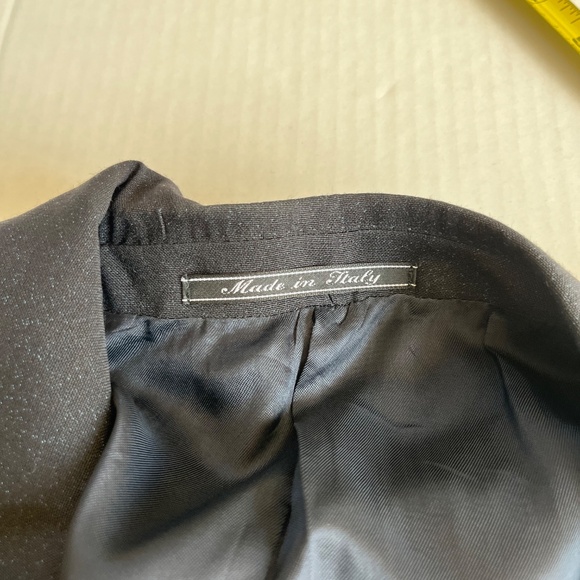 FENDI Men Jacket Sz 40/ L  Black Shiny Blue Sparkles Double Breasted Wool Blazer - Picture 3 of 10